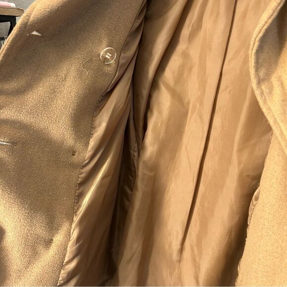 Me Jane Camel Pea Coat Wool Blend Size Medium With Belt - Picture 7 of 11